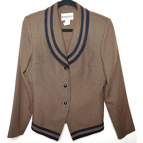 Danny & Nicole Jackets & Blazers - Vintage Danny & Nicole Houndstooth Blazer Women's 10  90s Classic Trim Old Money